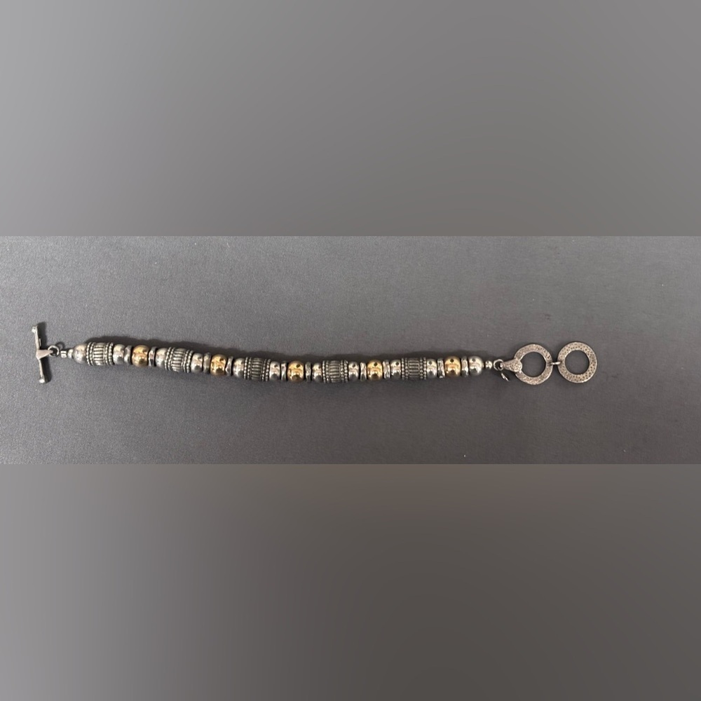 Silpada Retired Vintage Sterling Silver 14k Gold Filled Toggle Clasp Bracelet
